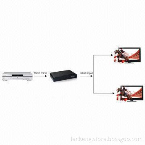 1 x 2 HDMI® Splitter, Supports 4 x 2K, 3D, CEC